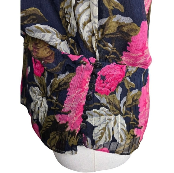 Anne Klein Y2K Vintage 100% Silk Floral Wrap Blouse – Sheer & Feminine  Size 12 - Picture 8 of 15